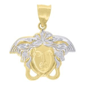 10kt 10k Two-tone Gold Mens Medusa Egyptian Fashion Charm Pendant